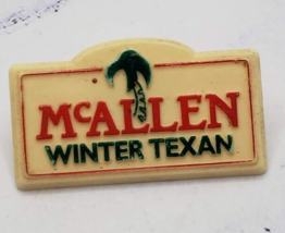 McAllen Texas White and Red With Palm Tree Travel Souvenir Lapel Pin - $9.89