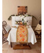 Elegant Italian Autumn Table Runner with Pumpkin Print and Tassels - $109.83