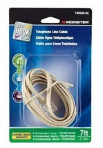 Monster Cable Telephone Line Cable Modular 4 Conductor 7 &#39; Ivory Carded - £11.96 GBP
