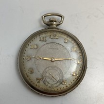 Vtg  Tavannes 17j Gold Filled Open Face Pocket Watch For Parts Or Repair Only - £65.90 GBP