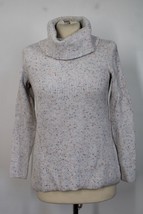 Talbots XS Beige Fleck Ribbed Cotton Blend Turtleneck Sweater - £20.25 GBP