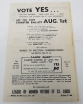 St. Louis City 1950 Charter Voting Guide Home Rule League of Women Voter... - £19.25 GBP