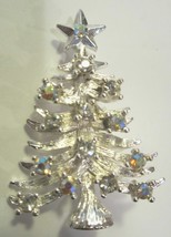 EISENBERG ICE Silver Christmas Tree Brooch Pin Aurora Borealis Stones Vi... - $34.95