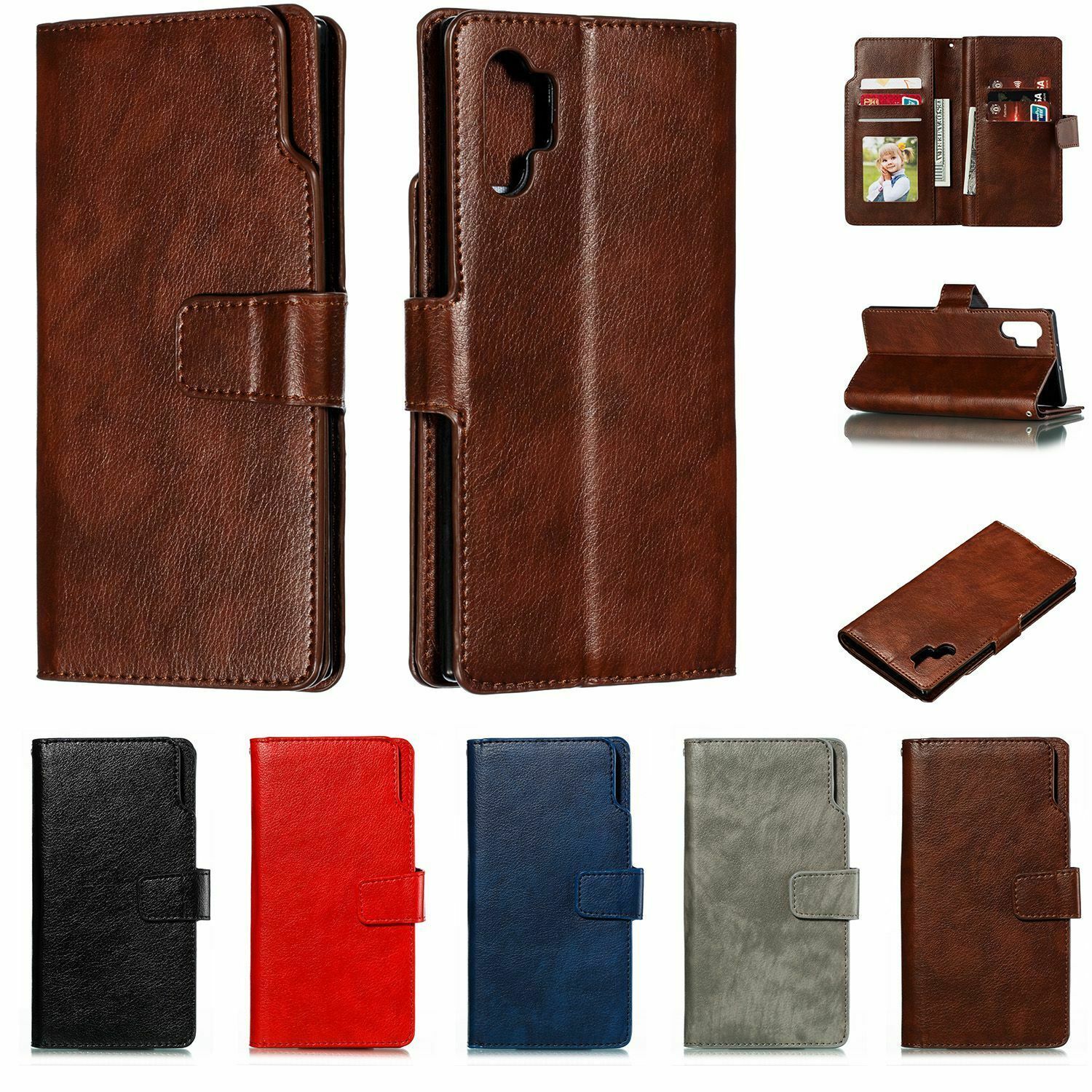 k37) Leather WALLET Flip Magnetic BACK cover Case for Samsung Galaxy MODEL