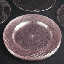 12 Pcs 9&quot;&quot; Plastic Blush Glittered Clear Round Plates Tableware Party Wedding - £8.76 GBP