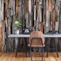 Tiptophomedecor Peel and Stick Wallpaper Wall Mural - Vertical Mixed Wooden Plan - £47.84 GBP+