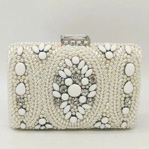 Boutique De FGG Vintage White Beaded Clutch Women Evening Bags Bridal Purses and - £140.55 GBP