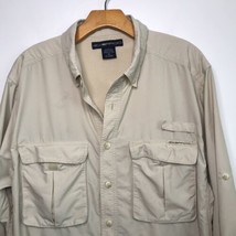 Exofficio Shirt Mens M Khaki Collar Button Down Nylon Fishing Outdoor Pocket - £17.71 GBP