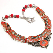 Red Coral Gemstone Fashion Black Friday Gift Jewelry Necklace Nepali 18" SA 5044 - £20.37 GBP