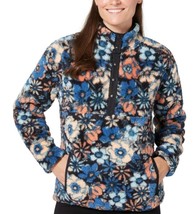 Hurley Ladies&#39; Size Medium (8-10) Snap Plush Pullover, Blue Flowers - £15.69 GBP