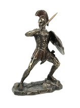 Trojan Hero Warrior Hector of Troy Holding Spear and Shield Tabletop Statue - $73.50