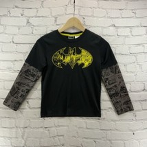 Batman Shirt Boys Sz M 8 Black Yellow Long Sleeve  - £9.34 GBP