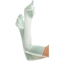 Light Green Satin Gloves Long Over Elbow Length Evening Prom Costume 881... - £11.72 GBP