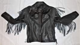 Mega Force Biker Fringe Leather Jacket Motorcycle Western Womans Thinsulate 14 - $85.12