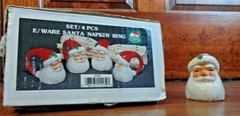 NIB! Santa 4 piece napkin ring set ceramic Christmas Holiday dinner tabl... - $149.01 MXN