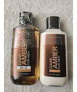 Bath &amp; Body Works Dark Amber For Men 2 in1 Wash, Body Lotion Full Size R... - €46,53 EUR