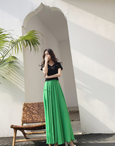 Summer Green Chiffon Maxi Skirt Women Plus Size Swing Chiffon Maxi Skirt image 2