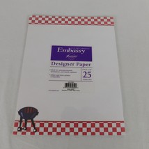Embassy Designer Paper 25 Sheets 8-1/2&quot;x11&quot; Red White Check Barbeque Grill 2008 - £6.17 GBP