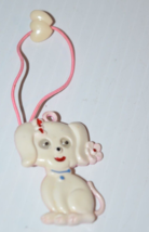 Vtg  80&#39;s White Google Eye Puppy Dog Charm bracelet keychain? - $8.42