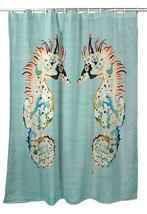 Betsy Drake Aqua Betsy&#39;s Seahorses Shower Curtain - £75.93 GBP