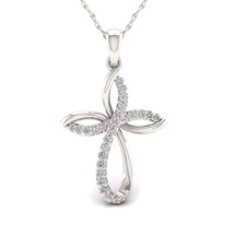 S925 Sterling Silver 0.15Ct TDW Diamond Infinity Cross Pendant Necklace - £141.40 GBP