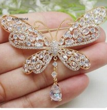 Victorian Butterfly Rose cut Diamond Silver Brooch, Handmade Butterfly B... - $299.00