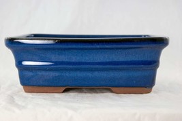 Rectangular Bonsai, Cactus &amp; Succulent Pot with Mesh - Blue Stain Glazed 8&quot;/10&quot;  - £18.77 GBP+