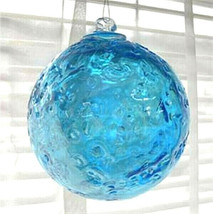Hanging Glass Ball 4&quot; Diameter Aqua Crackle (1) HB5-2 - £13.45 GBP