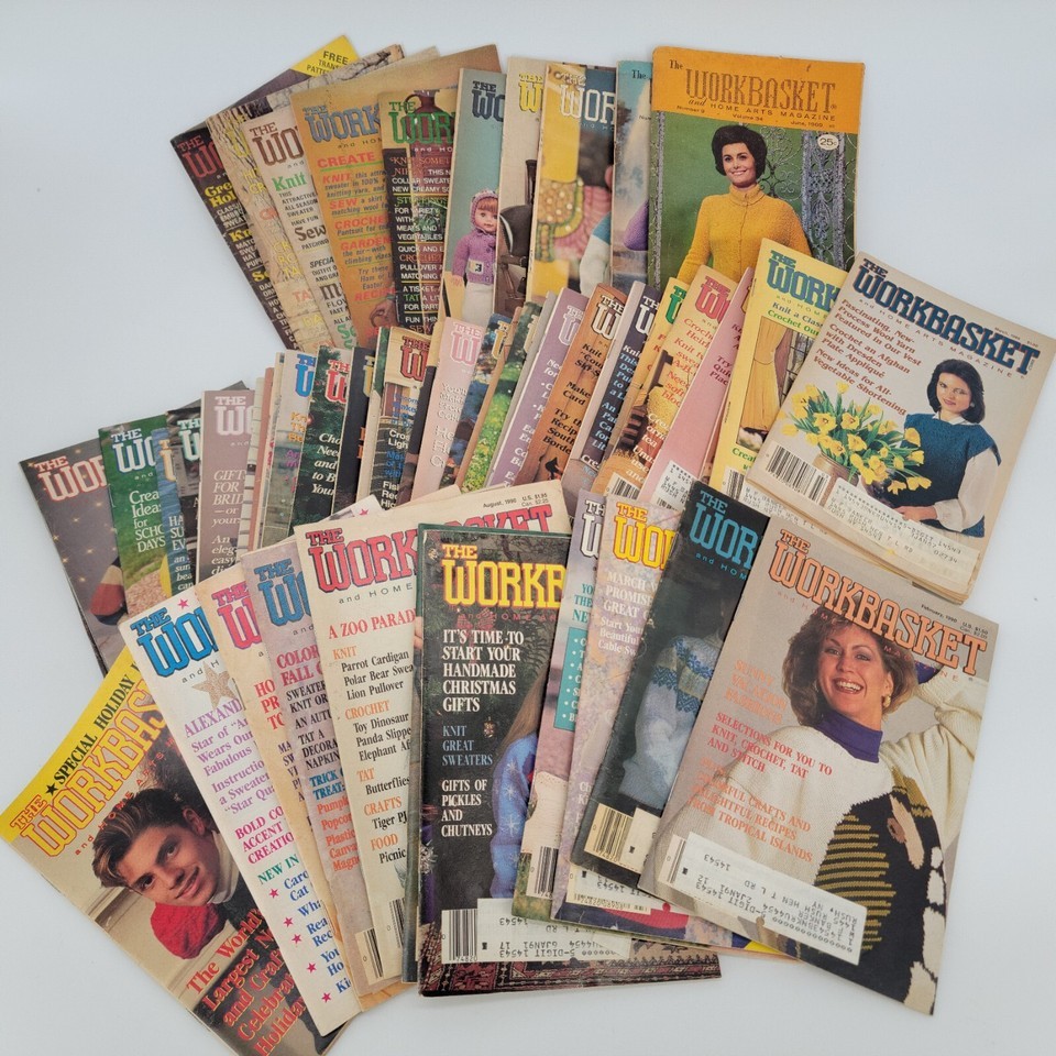 The Workbasket Magazine Lot of 50 Issues 70&#39;s 1980s 1990s Sewing Crochet... - $44.54