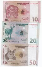Congo 10, 20, 50 Céntimos, 'Conjunto De 3 Billetes' P80, P83, P84 - $9.08