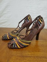 Carlos by Carlos Santana Harp Heels Multicolored T Strap Stiletto Shoes ... - $25.95