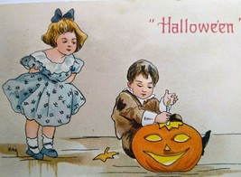 Vintage Halloween Postcard Leubrie &amp; Elkus 2214 HB Griggs New Milford Conn 1908 - £35.27 GBP