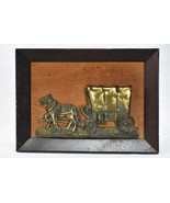Vintage Wood Framed Stagecoach Horse Carriage Wood Wagon Metal Wall Art  - £23.67 GBP