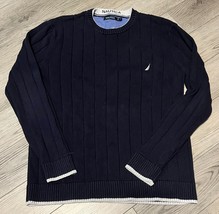 Nautica Men&#39;s Navy Crewneck Cotton Sweater Pullover Size XL - £13.91 GBP