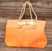 Victoria&#39;s Secret Orange Tote Beach Bombshell Sun Drenched Canvas Gym Bag Rope - £14.75 GBP