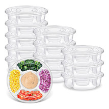 12 Pcs Round Appetizer Serving Trays With Lids 5 Compartment Container Fruit Veg - £15.32 GBP
