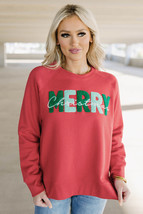 Fiery Red Chenille MERRY Christmas Raglan Sleeve Sweatshirt - $19.95