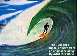 Surfing Surfer The Tube Ride California surfing fine art print Rick Short - €38,53 EUR