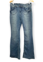 VTG LL Cool J Women&#39;s Blue Flare Denim Jeans Sz 5 Y2K Retro Soft 90&#39;s - £26.83 GBP