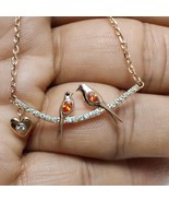Sparrow Love Bird Necklace,925 Silver Rose Gold Plated Birds Pendant, Lo... - €94,65 EUR