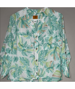 Ruby Rd Green and White 3/4 Sleeve Notched Collar Button Down - $294.95 MXN