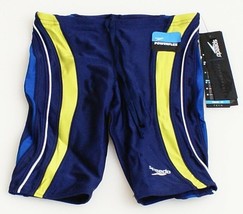 Speedo Powerflex Blue Rapid Splice Jammer Swimsuit Men&#39;s NWT - £37.36 GBP