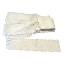 Vintage Lot Trim Accent Thick White Floral Lace Ribbon Roll 3.5” Scallop... - £36.50 GBP