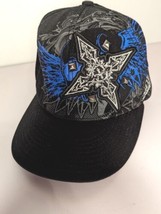 UFC X MMA Elite VTG Snapback Cap Hat Size S/M Blue Black Spikes Cross Em... - $49.38