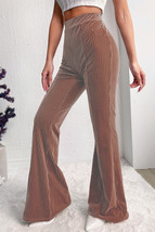 Dusty Pink Solid Color High Waist Flare Corduroy Pants - $296.32 MXN