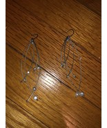 Kenneth Cole Dangling Pearl &amp; Silver Earrings With Crystal Accent NWT - £8.25 GBP