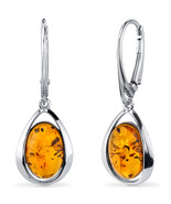 Sterling Silver Baltic Amber Oval Shape Earrings - $115.73 CAD