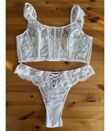 Victorias Secret DREAM ANGELS Boho Bustier Corset Bra Thong Set White NW... - $31.86