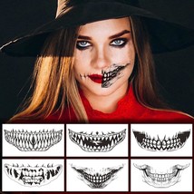 Halloween Temporary Tattoo Sticker Halloween Clown Makeup Face Horror Teeth Desi - £15.23 GBP