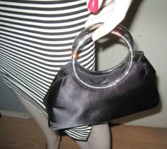 Black Sleek ELEGANT Ladies Designer JEWEL Encrusted Evening Hand Bag Purse - $9.99